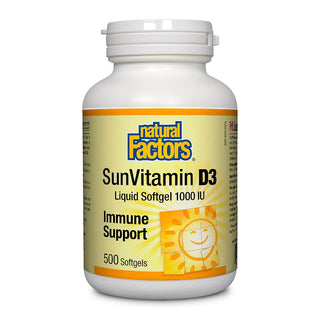 Natural Factors Sun Vitamin D3 1000 IU 500 Softgels