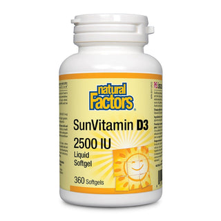 Natural Factors Sun Vitamin D3 2500 IU 360 Softgels