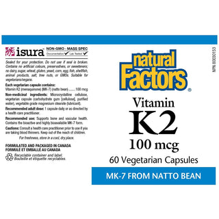 Natural Factors Vitamin K2 100mcg 60 Veggie Caps