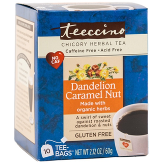 Teeccino Caffe Chicory Herbal Tea Dandelion Caramel 10 Tea Bags