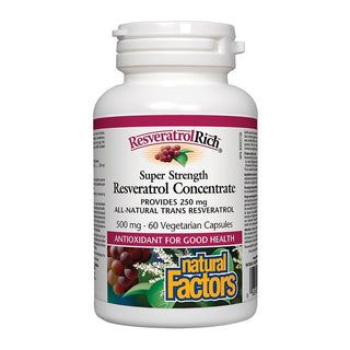 Natural Factors Resveratrol Rich Resveratrol Concentrate Super Strength 500mg 60 Veggie Caps