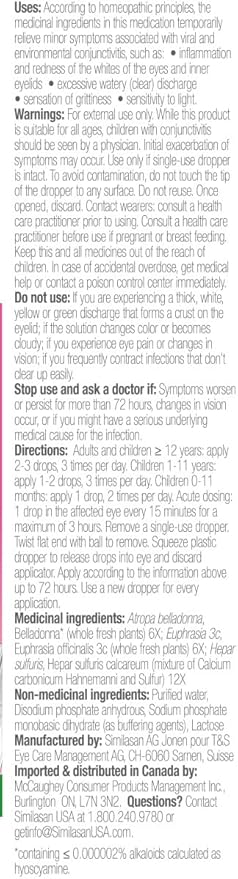 Similasan Pink Eye Relief Monodose, 20 Count 4ml.