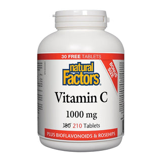 Natural Factors Vitamin C 1000mg Plus Bioflavonoids & Rosehips 180+30 Tablets
