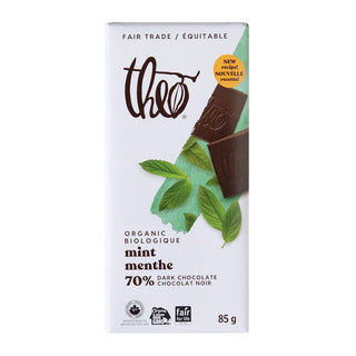 THEO Dark Chocolate Bar Mint 70% 85g