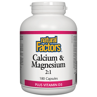 Natural Factors Calcium & Magnesium 2:1 Plus Vitamin D3 180 Capsules