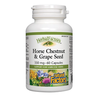 Natural Factors Herbal Factors Horse Chestnut & Grape Seed 350mg 60 Capsules