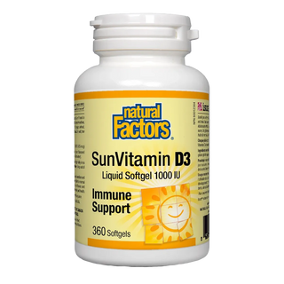 Natural Factors Sun Vitamin D3 1000 IU 360 Softgels