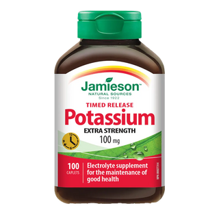 Jamieson Potassium 100mg Extra Strength Timed Release 100 Caplets