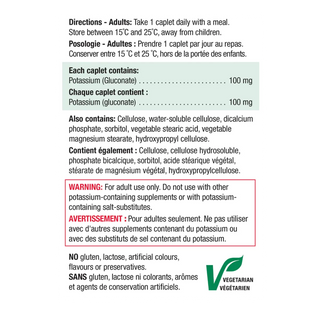 Jamieson Potassium 100mg Extra Strength Timed Release 100 Caplets