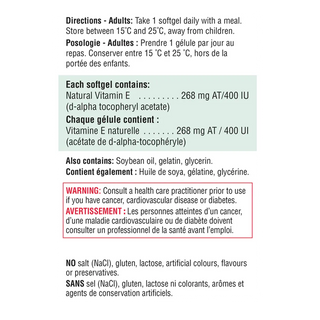 Jamieson Vitamin E 400 IU 268mg 100+20 Softgels