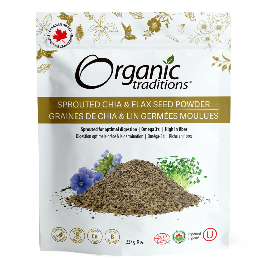 Organic Traditions Sprouted Chia & Flax Seed Powder 227g – Likecanada