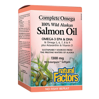 Natural Factors Complete Omega 100% Wild Alaskan Salmon Oil 90 Softgels