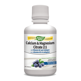 Nature's Way Calcium & Magnesium Citrate 2:1 with K2 Blueberry 500mL