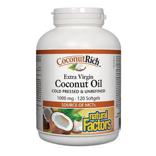 Natural Factors Coconut Rich Extra Virgin Coconut Oil 1000mg 120 Softgels