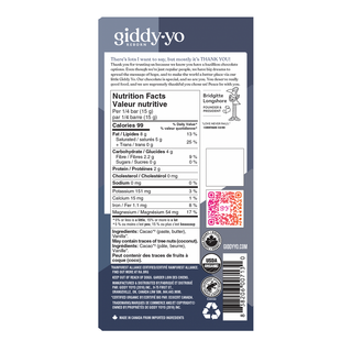 Giddy Yoyo Organic 100% Dark Chocolate Bar Hundo 60g