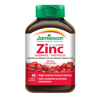 Jamieson Zinc With Echinacea Vitamin C & D Wild Cherry 60 Lozenges