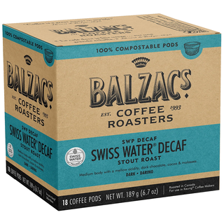 Balzac's Coffee Coffee Pods Stout Roast Swiss Water Decafe 18 Counts