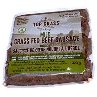 Top Grass Grass Fed Beef Sausage Mild 320g