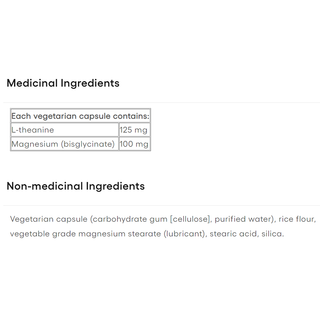 Natural Factors Magnesium Bisglycinate 100mg Plus L-Theanine 125mg 90 Veggie Caps