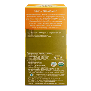 Organic India Organic Simply Chamomile Tea Caffeine Free 25 Tea Bags