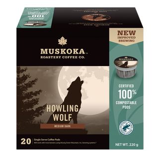 Muskoka Roastery Compostable Coffee Pods Howling Wolf 20 Counts