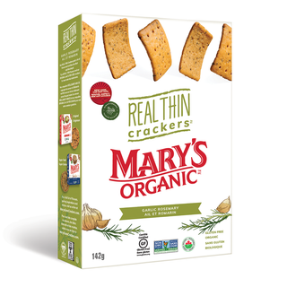 Mary's Organics Real Thin Crackers Garlic Rosemary 142g