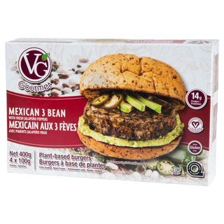 VG Gourmet Plant-Based Burgers Mexican 3 Bean 400g