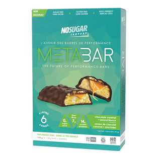 No Sugar Company Meta Bar Chocolate Caramel + Peanut Gluten Free 4x40g - Gluten Free, Sugar Free, Helps with Energy Support, Inflammation and Weight Management